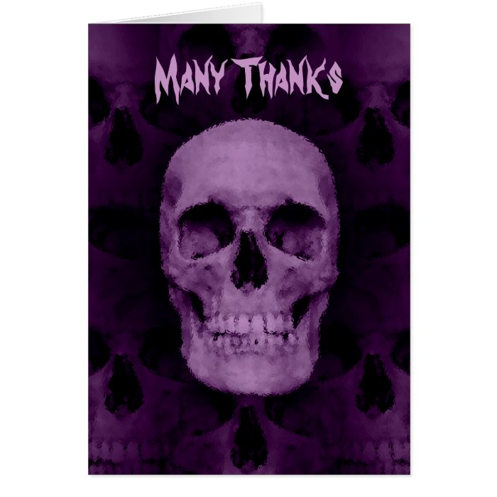 Gothic purple skull Halloween thank you thanks Card