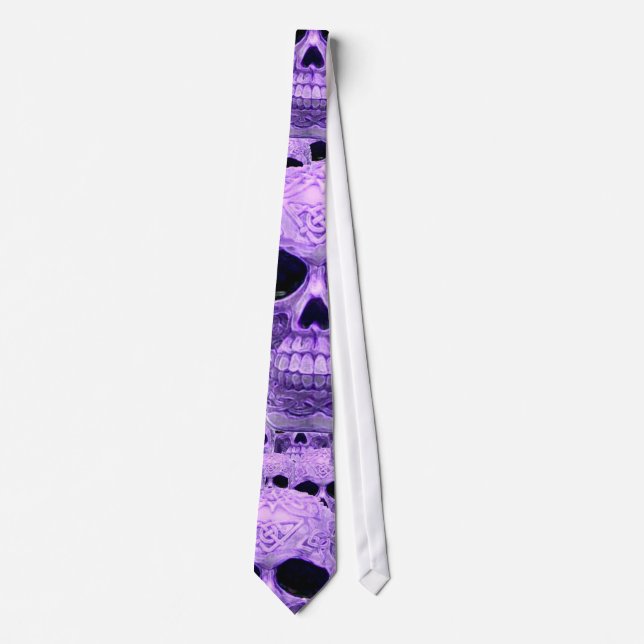 Gothic Purple Skulls Neck Tie (Front)