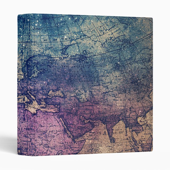 Gothic Purple Vintage Celestial Map 3 Ring Binder (Front/Spine)