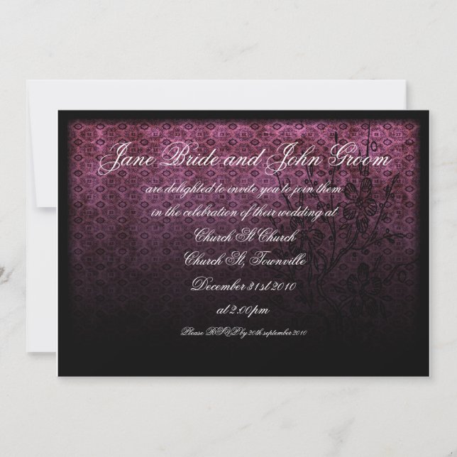 Gothic Purple Wedding, invitation (Front)