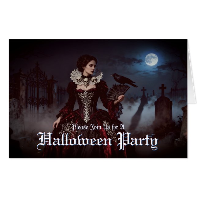 Gothic Queen in Moonlit Graveyard Card (Front Horizontal)