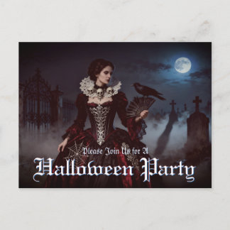 Gothic Queen in Moonlit Graveyard Holiday Postcard