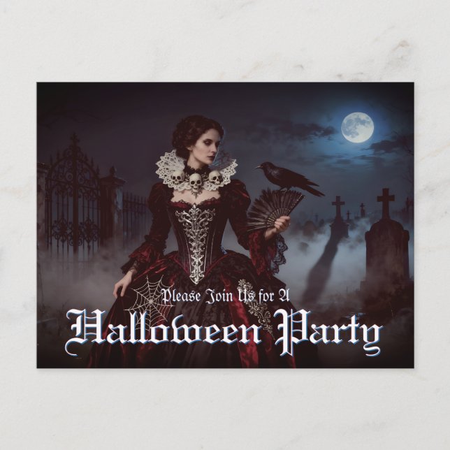 Gothic Queen in Moonlit Graveyard Holiday Postcard (Front)