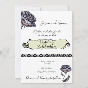 Gothic Quirky Elegant Old English Rose Vintage Lux Invitation
