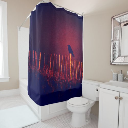 Gothic Quoth The Raven Under Midnight Sky Shower Curtain
