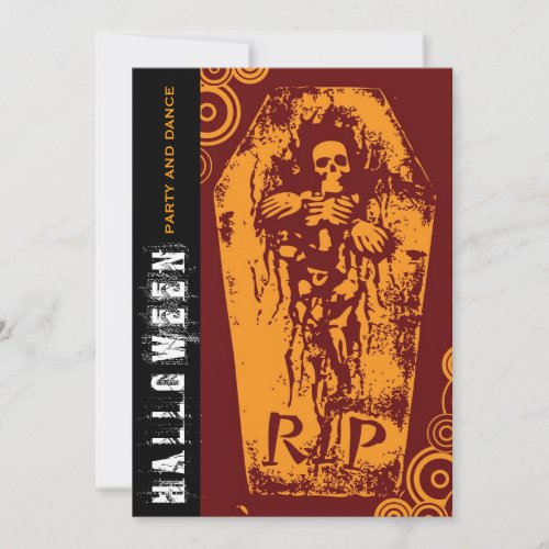 Gothic RIP Skeleton And Coffin Halloween Party Invitation