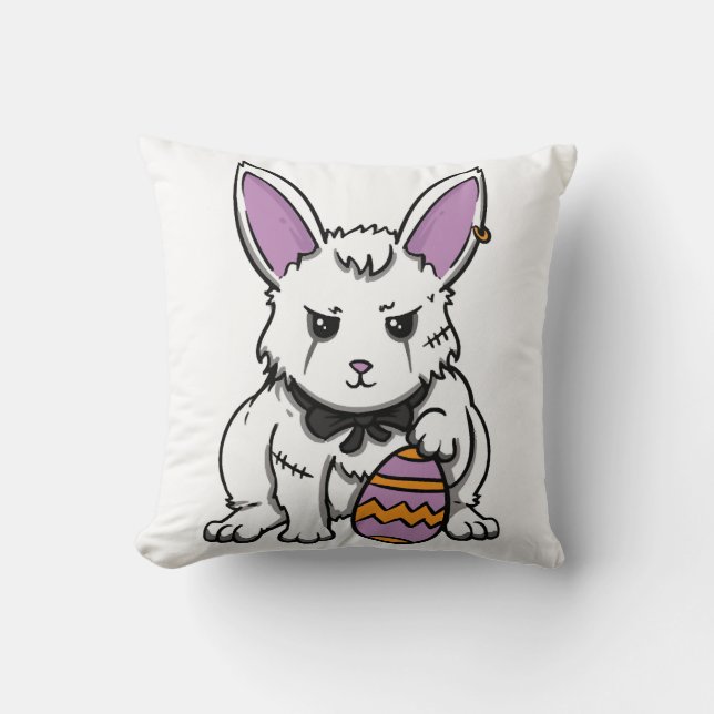 Gothic Rabbit Gothic Bunny Gothic Easter Emo Goth  Throw Pillow (Front)