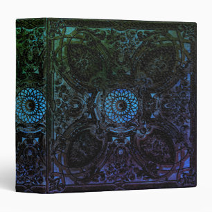 Gothic Rainbow Black Leather Book of Shadows 3 Ring Binder