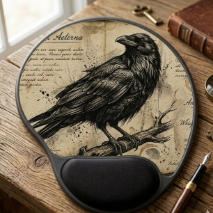 Gothic Raven Antique Latin Script Professor Gift Gel Mouse Pad