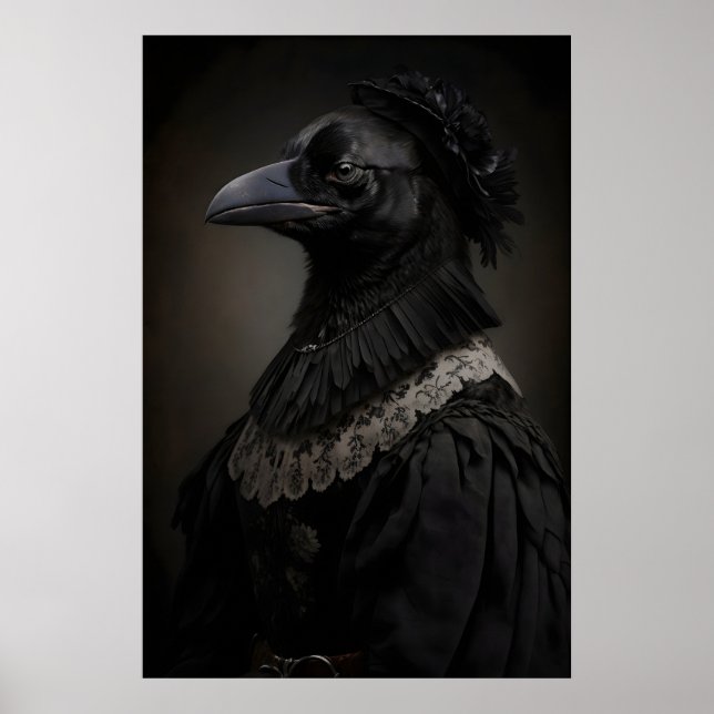 Gothic Raven Art Print Victorian Crow Poster (Front)
