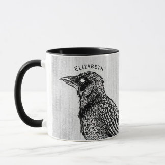 Gothic Raven Black White Horror Ink Do Not Enter Mug