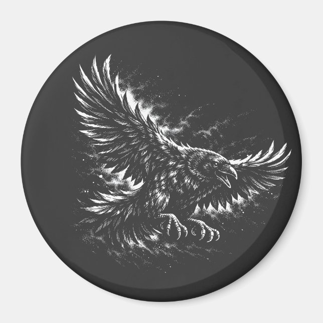 Gothic Raven – by BurnsInHell Magnet (Front)