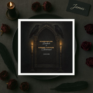 Gothic Raven Candlelight Arch Wedding Napkins
