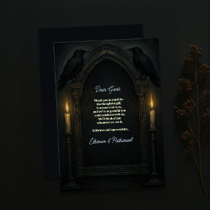 Gothic Raven Candlelight Arch Wedding Thank You Card