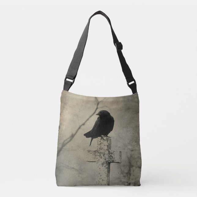 Gothic Raven Crossbody Bag (Front)