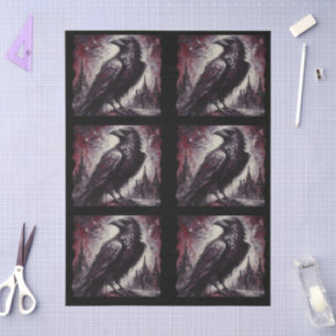 Gothic Raven Crow Bird Black Gray Decoupage Tissue Paper