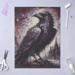 Gothic Raven Crow Bird Black Gray Decoupage Tissue Paper