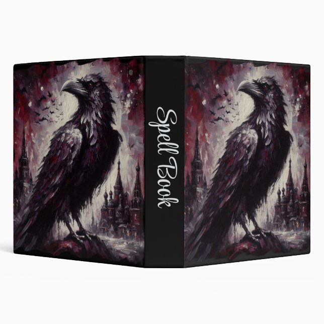 Gothic Raven Crow Bird Painting Spell Book 3 Ring Binder (Background)