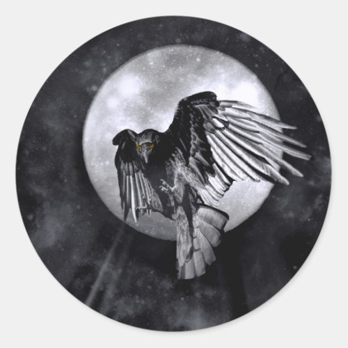 Gothic Raven Crow Moon Animal Totem Stickers