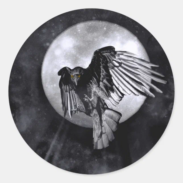Gothic Raven Crow Moon Animal Totem Stickers | Zazzle
