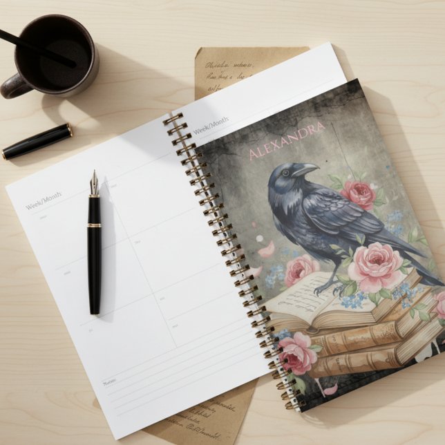 Gothic Raven Dark Academia Floral Planner (Gothic raven floral planner)