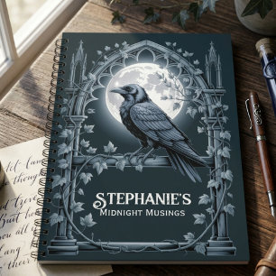 Gothic Raven Dark Academia Moon Aesthetic Notebook