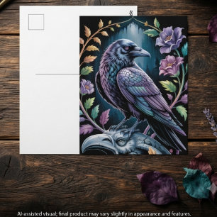 Gothic Raven Dark Academia Mystical Postcard