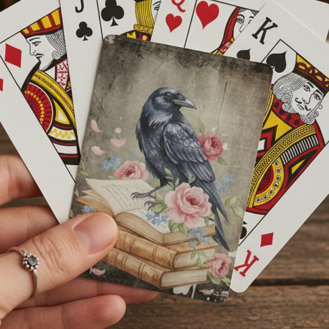 Gothic Raven Dark Academia Poker Cards (Dark Academia Raven, Books and Roses playing cards
)