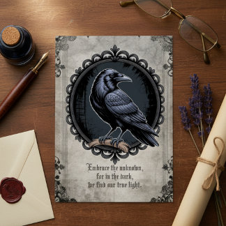 Gothic Raven Dark Academia Thinking Of You Note Card