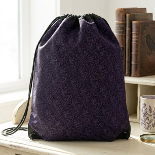 Gothic Raven Dark Botanical Victorian Aesthetic Drawstring Bag