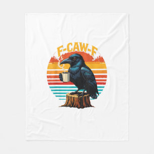Gothic Raven Funny Halloween F Caw F Coffee Fleece Blanket