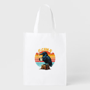 Gothic Raven Funny Halloween F Caw F Coffee Grocery Bag