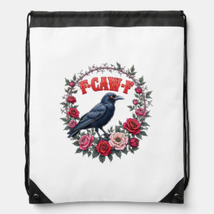 Gothic Raven Funny Halloween F-Caw-F Crow Vintage  Drawstring Bag