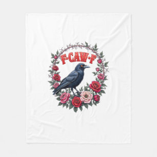 Gothic Raven Funny Halloween F Caw F Vintage Fleece Blanket
