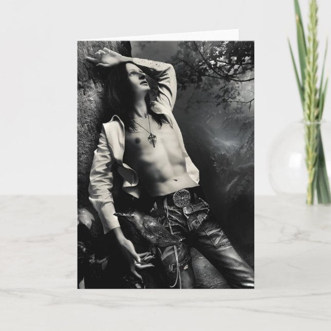 Gothic Raven Greeting Card (Front)