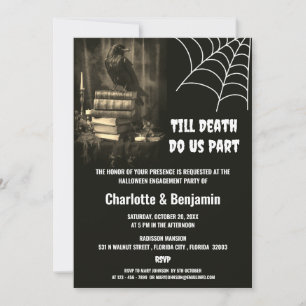 Gothic Raven Halloween Engagement Party Invitation