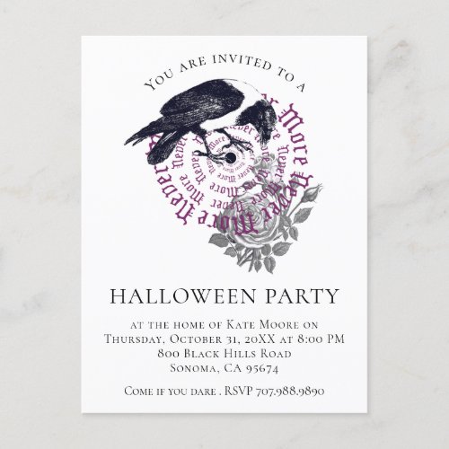 Gothic Raven Halloween Party Invitation