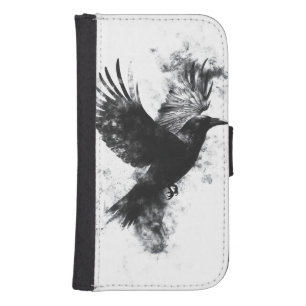 Gothic Raven Illustration: Smoke and Feathers Galaxy S4 Wallet Case