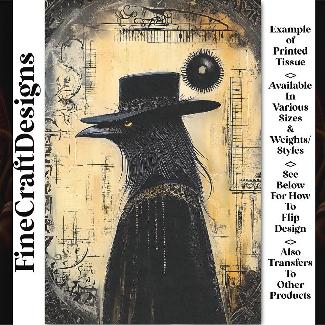 Gothic Raven In Black Hat & Cloak BQ4 Decoupage Tissue Paper (Creator Uploaded)