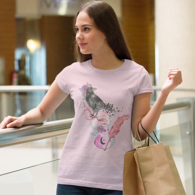 Gothic Raven Love Floral Graphic T-Shirt (Creator Uploaded)