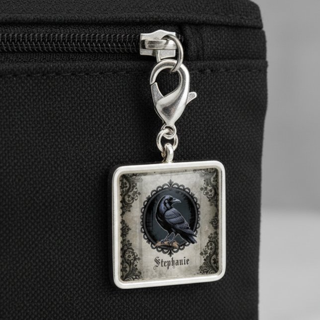 Gothic Raven Lover Dark Academia Aesthetic Charm (Gothic raven zipper pull for the dark academia fan — perfect birthday gift idea for her.)