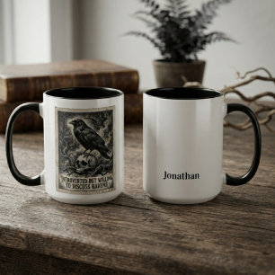 Gothic Raven Lover Gift Introvert Humor Art Two-Tone Coffee Mug
