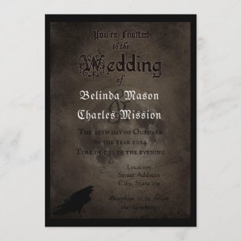 Gothic Raven & Moon Wedding Invitation by My_Wedding_Bliss at Zazzle