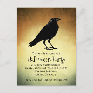 Gothic Raven Never More Halloween Party Invitation Postcard