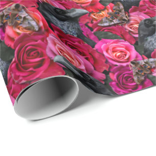 Gothic Raven Nevermore with Roses and Hawk Moths Wrapping Paper