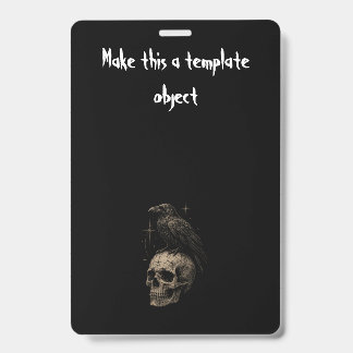 Gothic Raven on Skull Vintage Halloween Invitation Badge