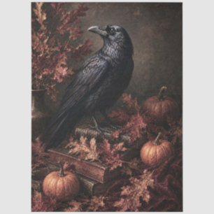 Gothic Raven Pumpkin Autumn Books Tissue Paper
