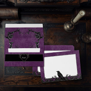 Gothic Raven Purple Darkly Ever After Wedding Envelope