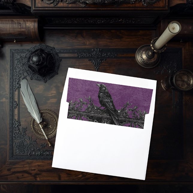 Gothic Raven Purple Darkly Ever After Wedding Envelope Liner (Creator Uploaded)