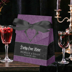 Gothic Raven Purple Darkly Ever After Wedding Favor Boxes